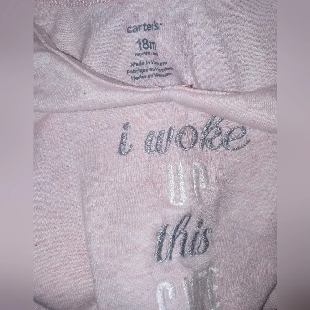 ⭐S) Carter’s Baby Girl Long Sleeve Shirt | “I Woke Up This Cute” | 12–18 Months
